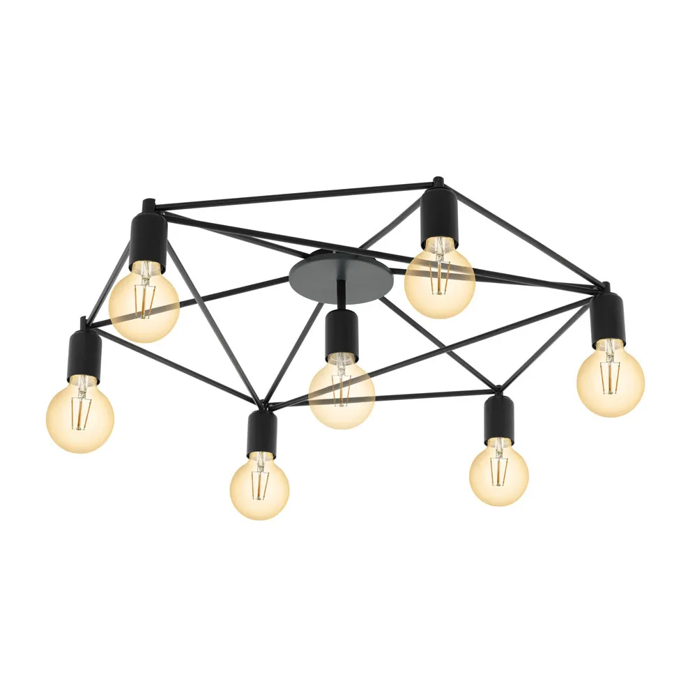 Beltéri mennyezeti lámpa E27 7x60W fekete Staiti