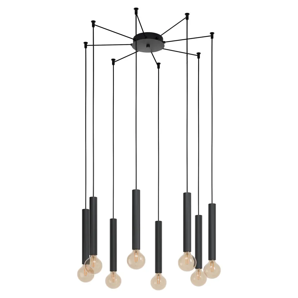 Függeszték E27 8x60W fekete Cortenova