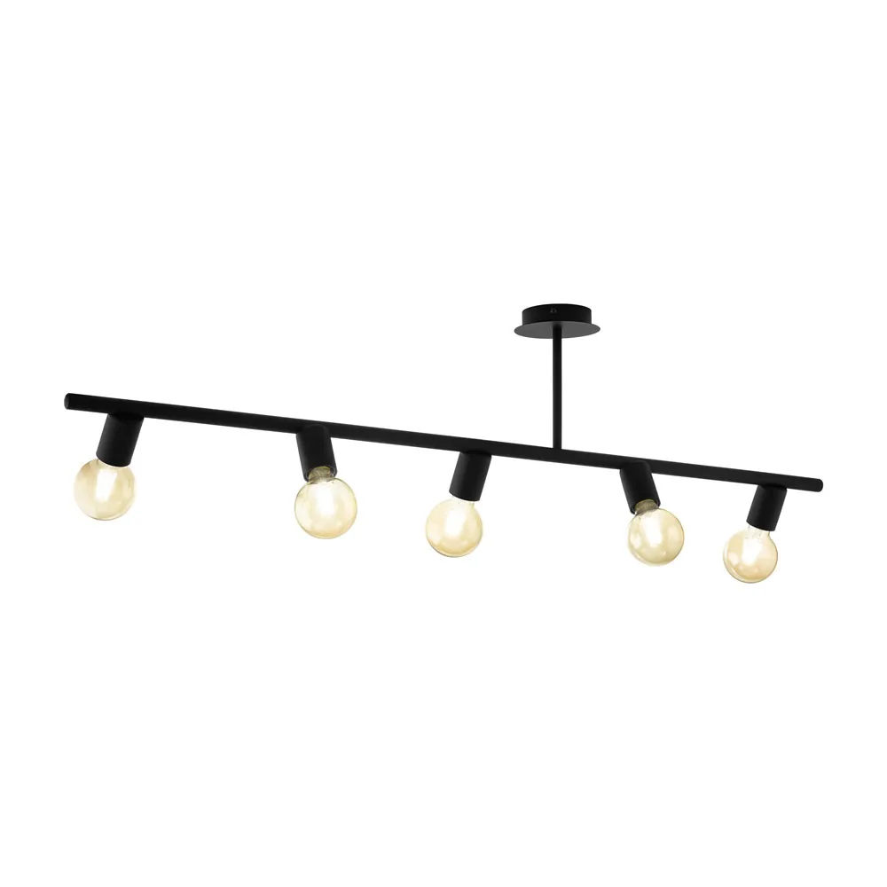 Beltéri mennyezeti lámpa E27 5x40W fekete MENDIETA