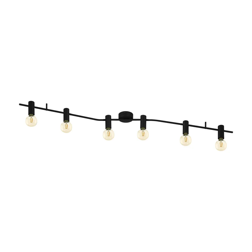 Beltéri mennyezeti lámpa E27 6x25W fekete PassaRella