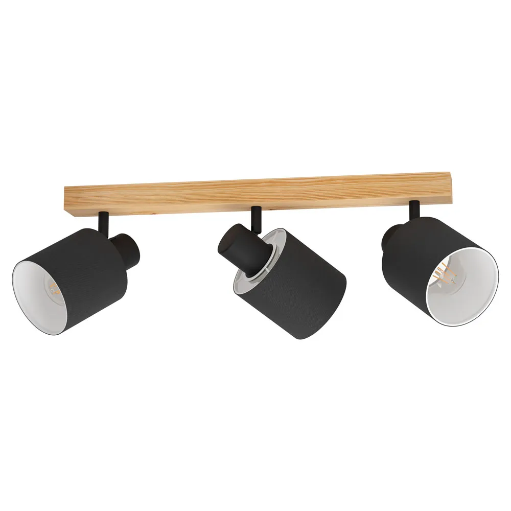 Mennyezeti lámpa E27 3x10W fa/fekete Batallas