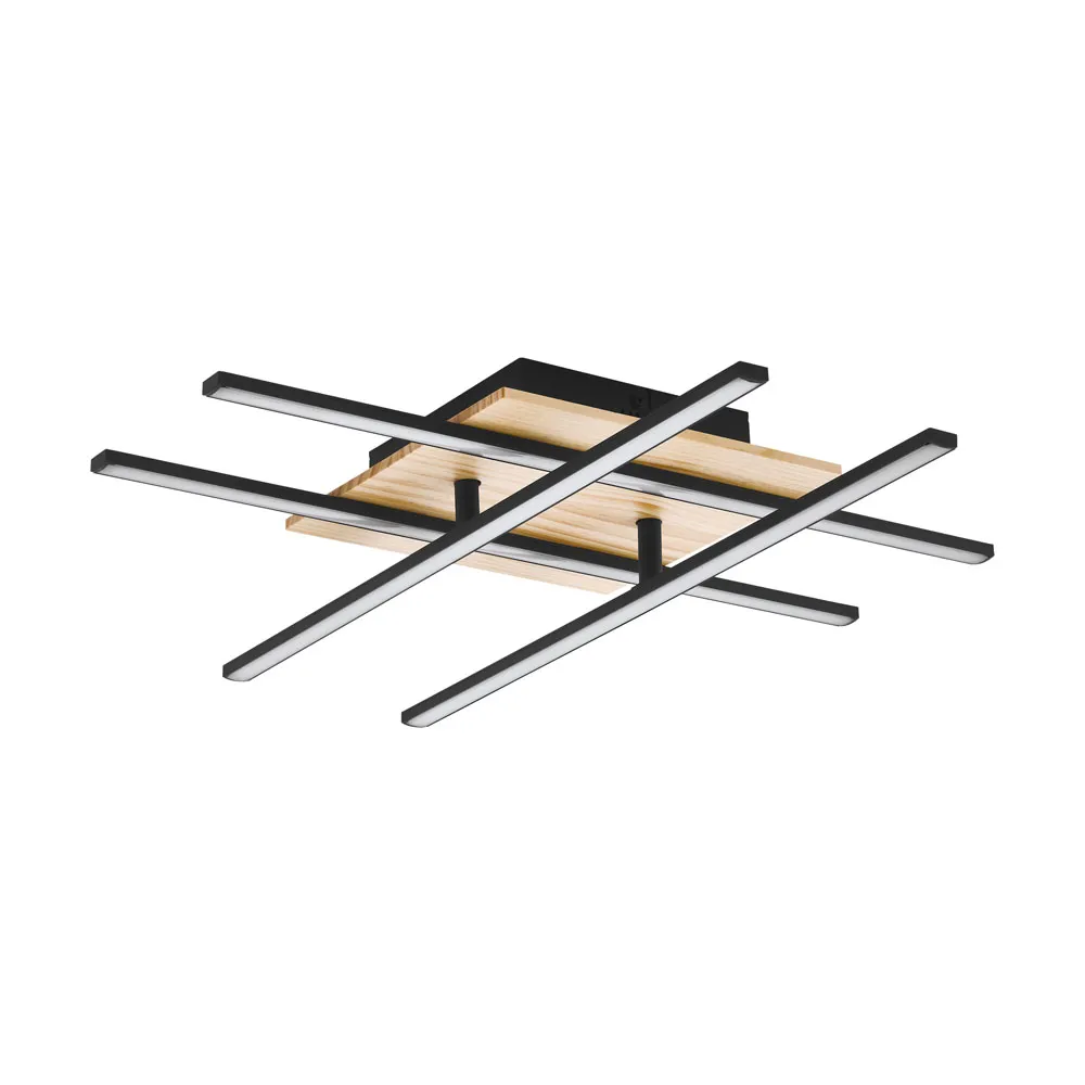 Beltéri LED mennyezeti lámpa 25W 2960lm fekete/fa Marinell...