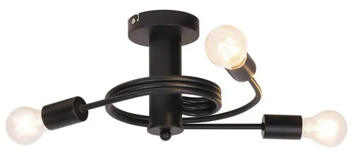 Beltéri mennyezeti lámpa E27 3x15W matt fekete Carly