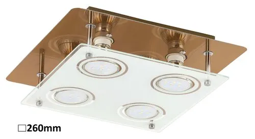 Beltéri mennyezeti lámpa GU10 4x15W antik sárgaréz/fehér N...