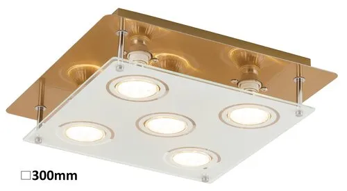 Beltéri mennyezeti lámpa GU10 5x15W antik sárgaréz/fehér N...