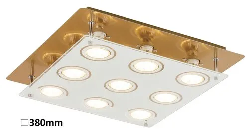 Beltéri mennyezeti lámpa GU10 9x15W antik sárgaréz/fehér N...