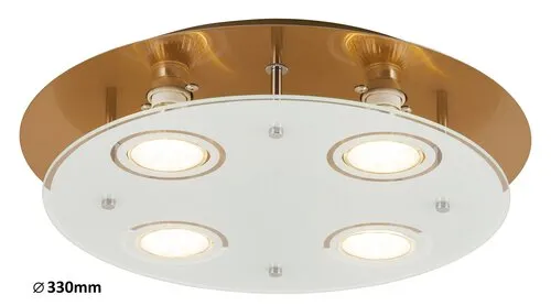 Beltéri mennyezeti lámpa GU10 4x15W antik sárgaréz/fehér N...