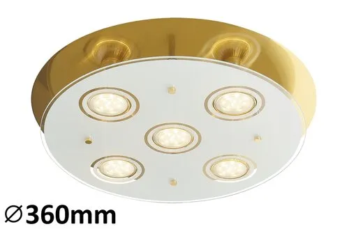 Beltéri mennyezeti lámpa GU10 5x15W antik sárgaréz/fehér N...