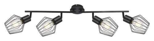 Beltéri karos spotlámpa E27 4x40W fekete Belano 