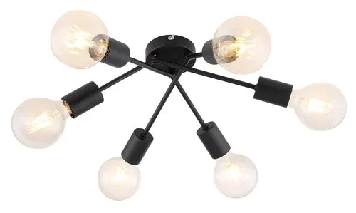 Beltéri karos spotlámpa E27 6x40W matt fekete Lamar