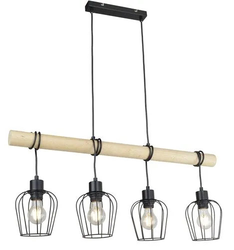 Beltéri függeszték E27 4x40W matt fekete Fabian