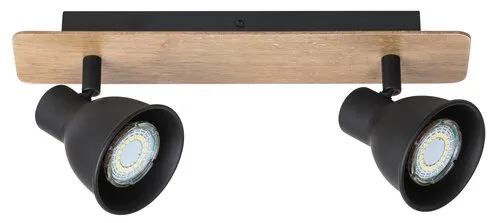 Beltéri karos spotlámpa GU10 2x15W bükk/fekete Mac