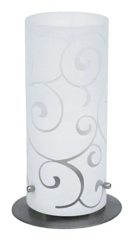 Éjjeli lámpa E27 60W szatin króm/fehér mintás Harmony Lux...