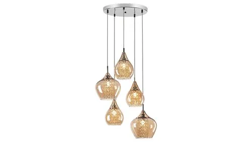 Beltéri függeszték G9 5x40W króm/borostyán Cassandra 