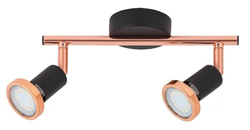 Beltéri karos spotlámpa GU10 2x50W fekete/réz Valentine