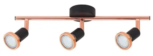 Beltéri karos spotlámpa GU10 3x50W fekete/réz Valentine