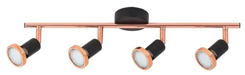 Beltéri karos spotlámpa GU10 4x50W fekete/réz Valentine