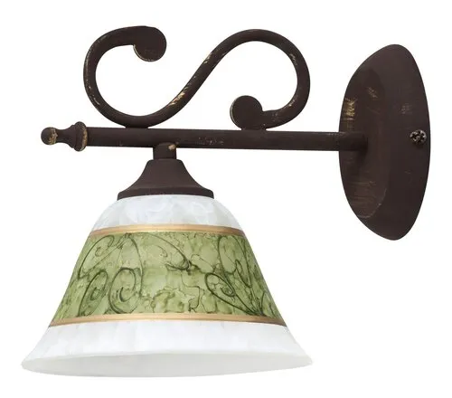 Beltéri fali lámpa E14 40W antik barna/fehér alabástrom üv...