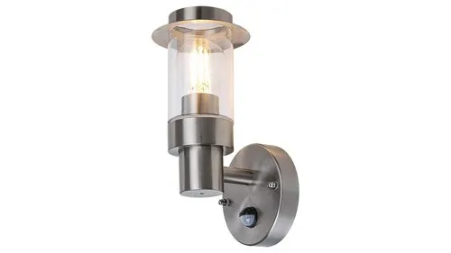 Kültéri fali lámpa mozgásérzékelővel E27 20W szatin króm W...