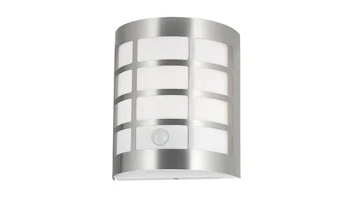 Kültéri fali lámpa mozgásérzékelővel E27 11W szatin króm S...