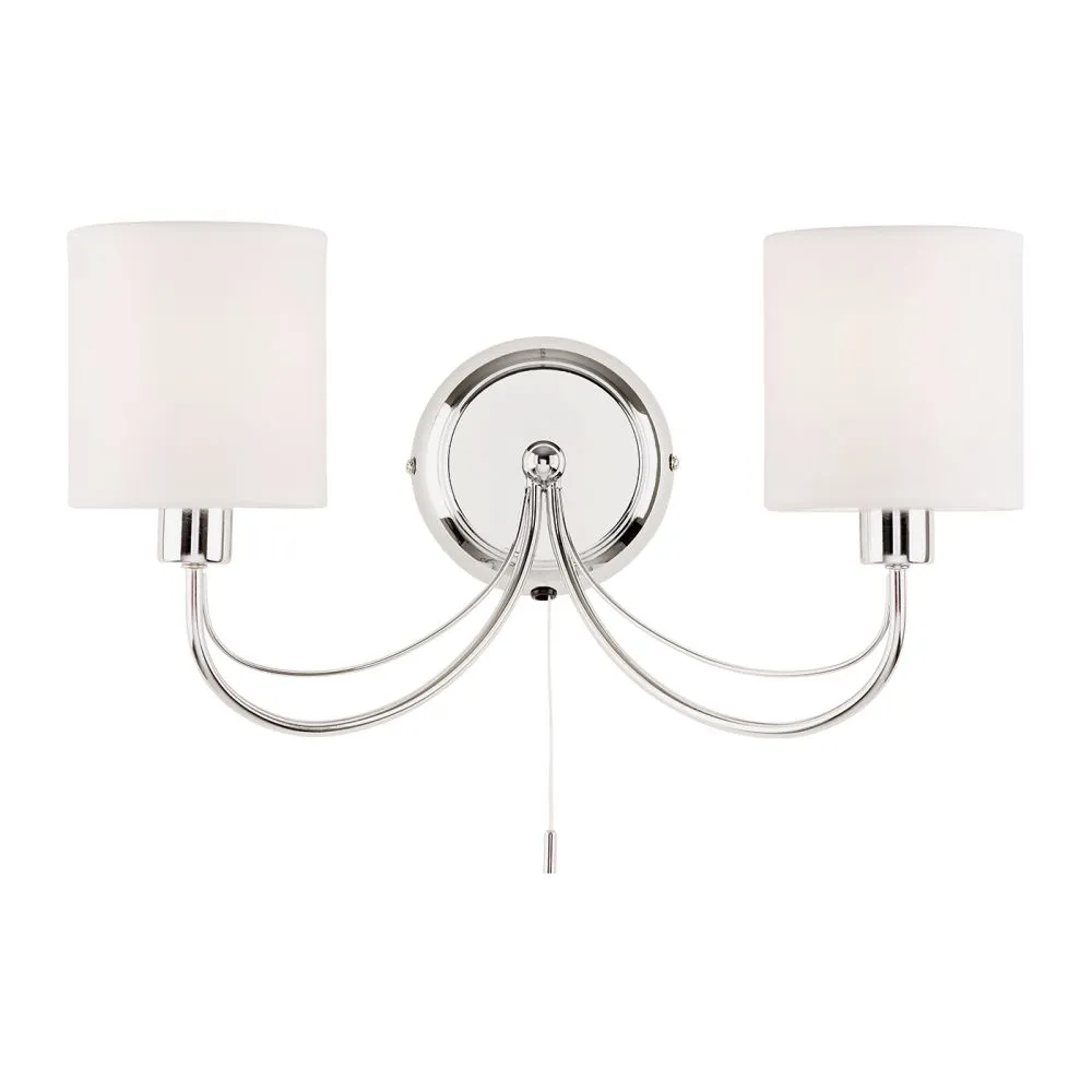 ENDON Phantom Fali lámpa fém|textil króm hatású lemez,fehé...