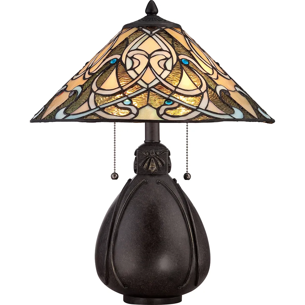 Elstead Tiffany Éjjeli lámpa E27 2x75W bronz