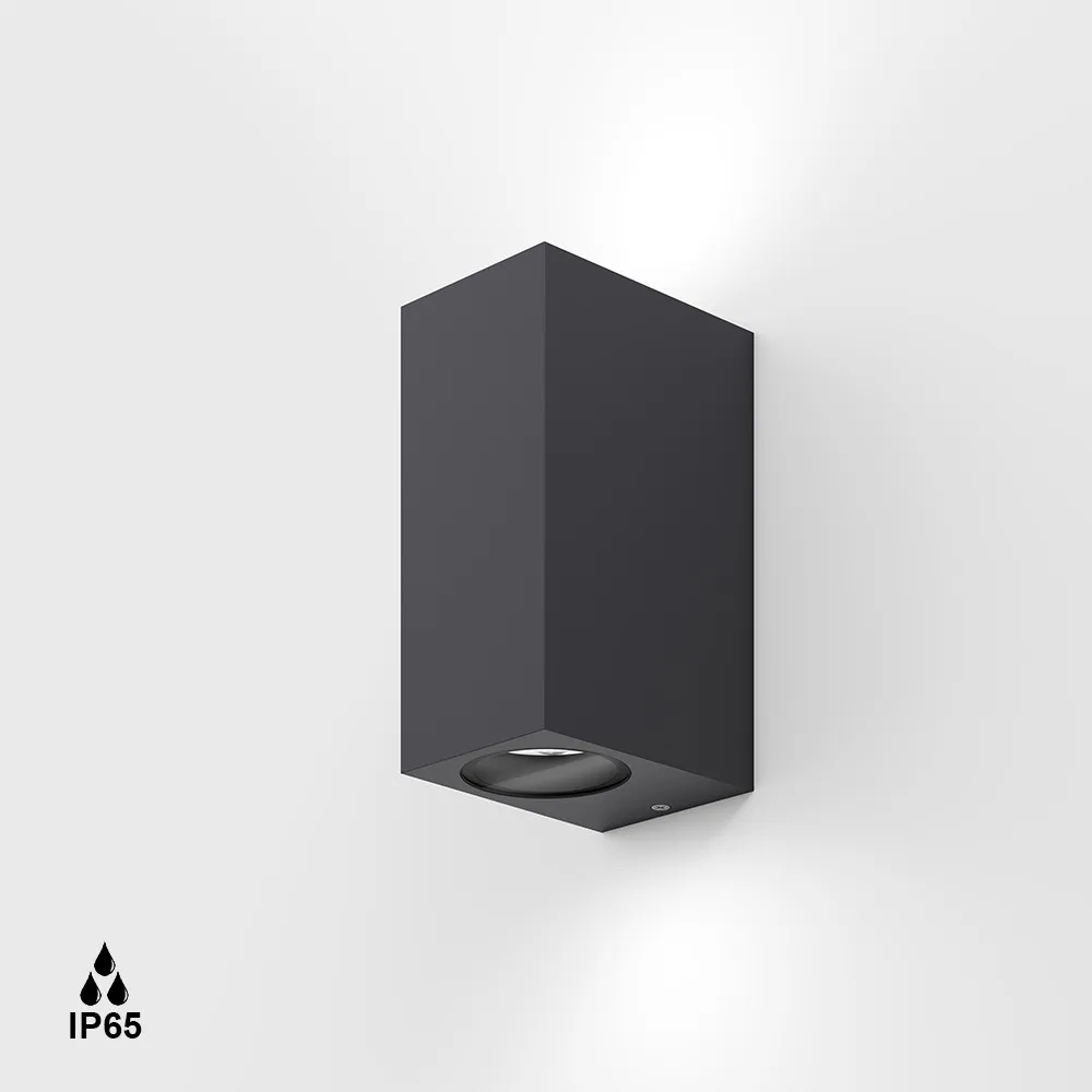 Surface mounted luminaire GRAPH2. L100mm, W73mm, H158mm, G...