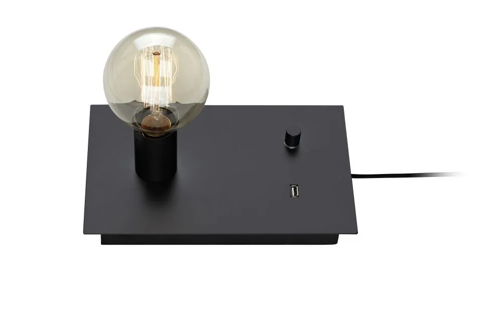 MARKSLÖJD LOAD Éjjeli lámpa  E27 60W fekete USB