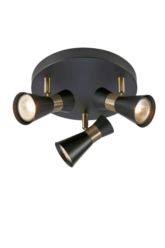 Markslöjd FOLIE Ceiling Round 3L Black/Antique Brass GU10