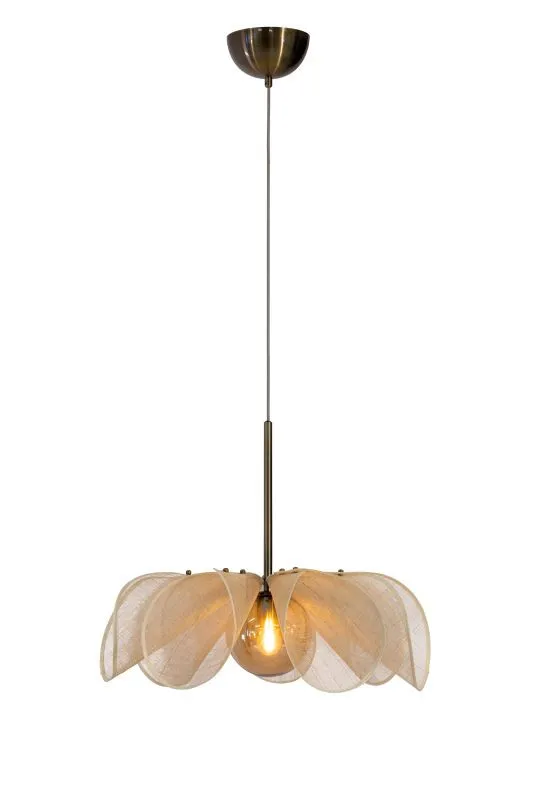 Markslöjd STYRKA Pendant 1L 63cm Beige/ Antique Brass/Ambe...