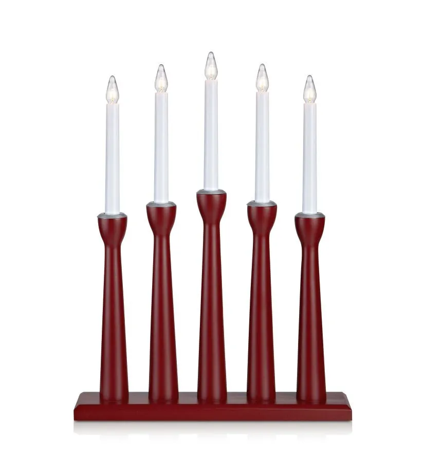 Markslöjd MÅSESKÄR 5 Candlestick Wood  Red - MS-704176