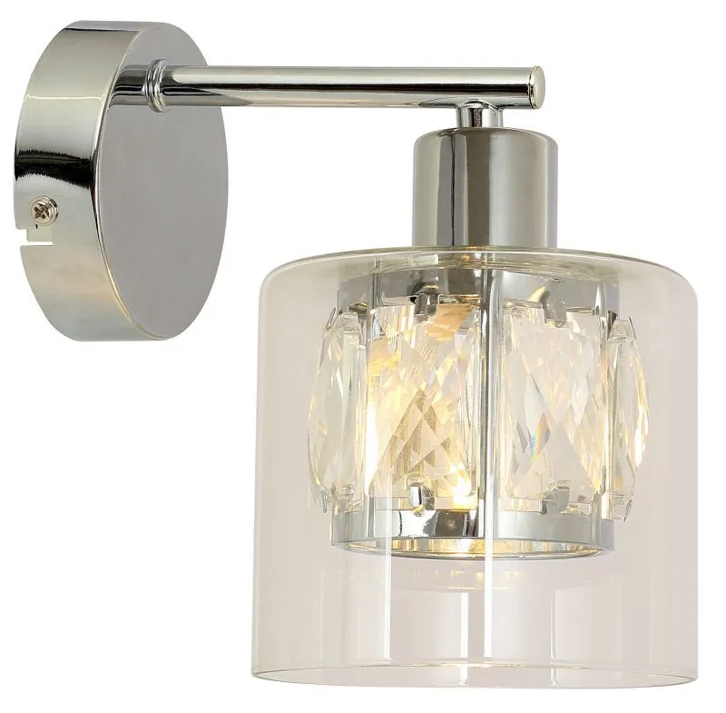 REALITY Elmo Wall lamp 1-ltmetal chrome finish Crownie sha...