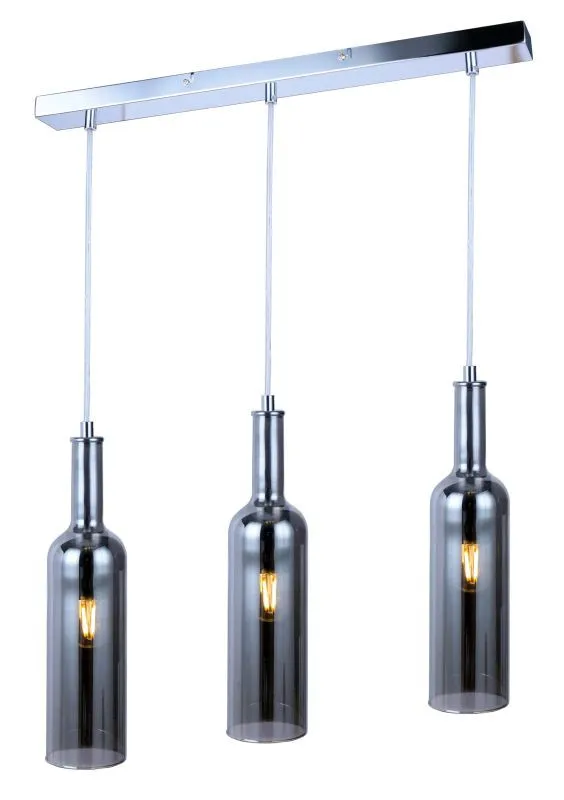 REALITY Bottle Glass pendant lamp chrome, shade amber, for...