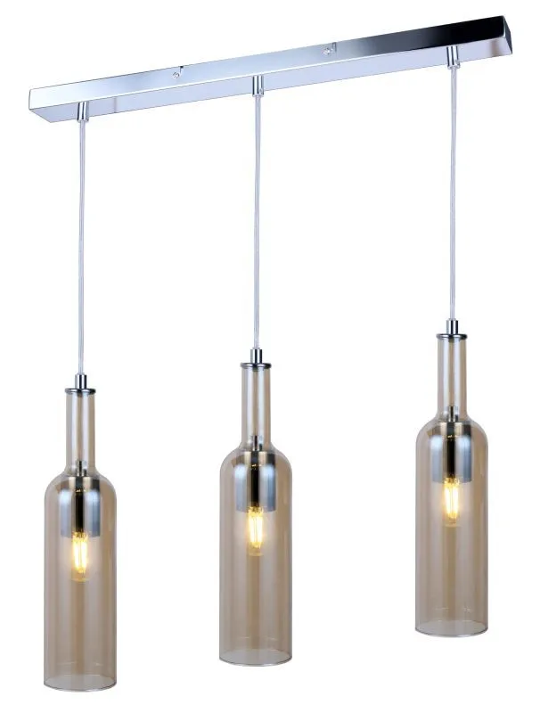 REALITY Bottle Glass pendant lamp chrome, shade amber, for...