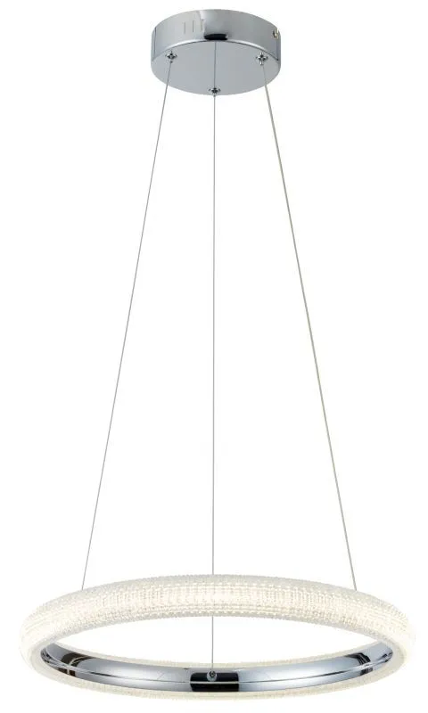 REALITY Vigo LED pendant chrome Dia. 40cm with Auxerre cle...