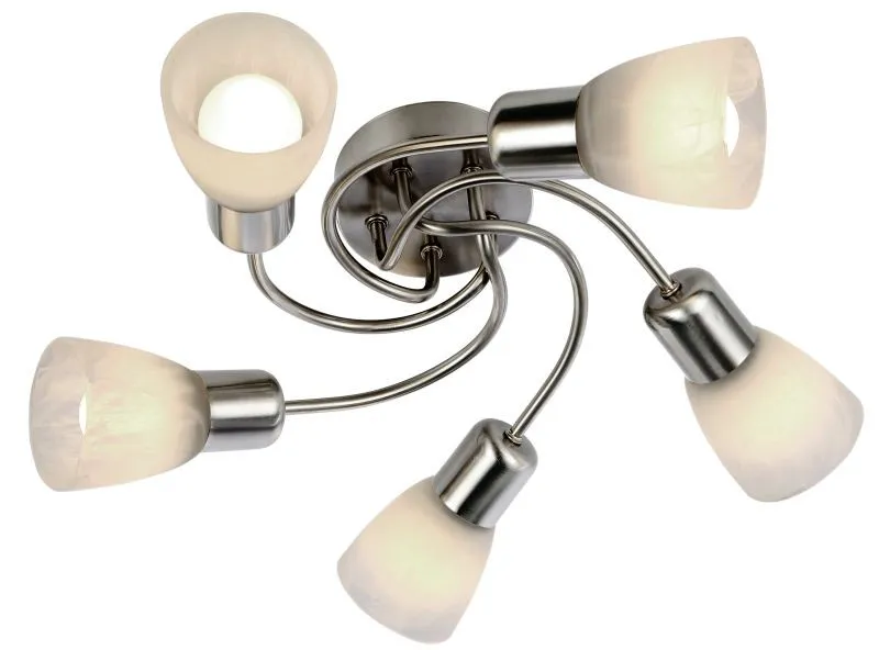 REALITY Gordon Ceiling lamp,Nickel matt with white alabast...