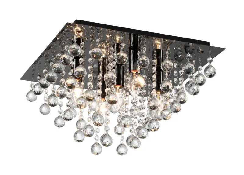 REALITY Lancaster crystal Ceiling lamp,shiny black finishC...