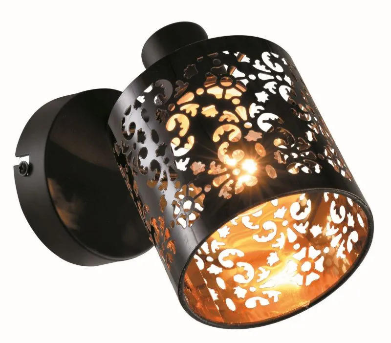 REALITY Kiga 1lt spot,satin nickel+silver PS shade/black+b...