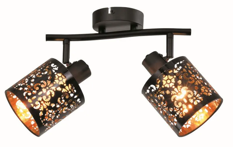 REALITY Kiga 2lt spot,satin nickel+silver PS shade/black+b...