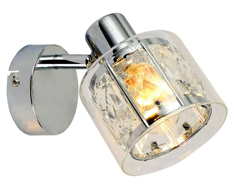 REALITY Elmo 1lt spot,chromemetal+crystal + glass shade tr...