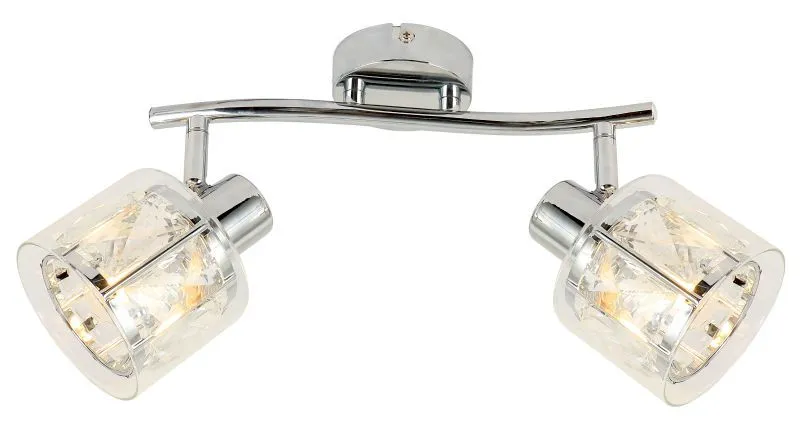 REALITY Elmo 2lt spot,chromemetal+crystal + glass shade tr...