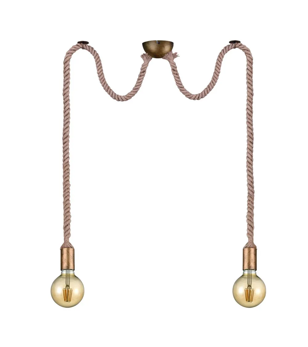 Trio ROPE Függeszték E27 2x60W sárgaréz 