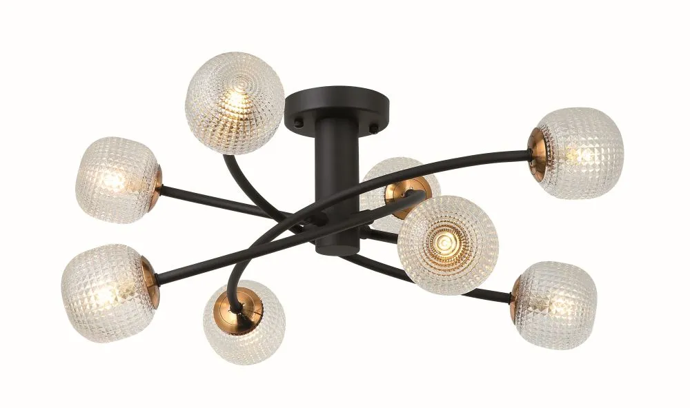 Viokef Figenia Beltéri mennyezeti lámpa G9 8x5W fekete/üve...